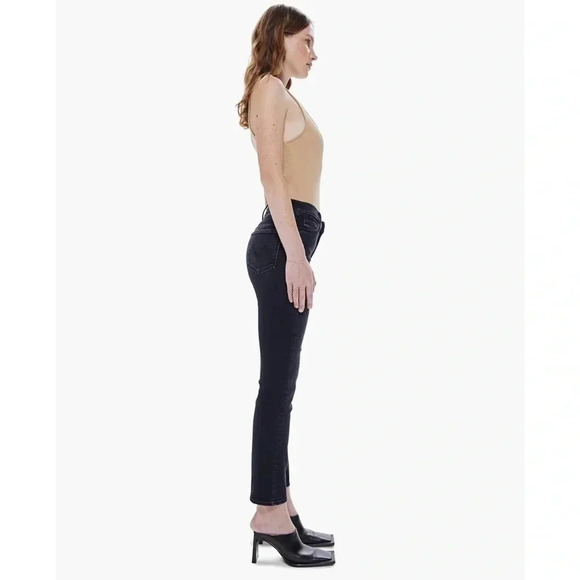 New MOTHER The Mid Rise Dazzler Ankle Jeans Straight Leg Denim in Deep End Black - Picture 3 of 16